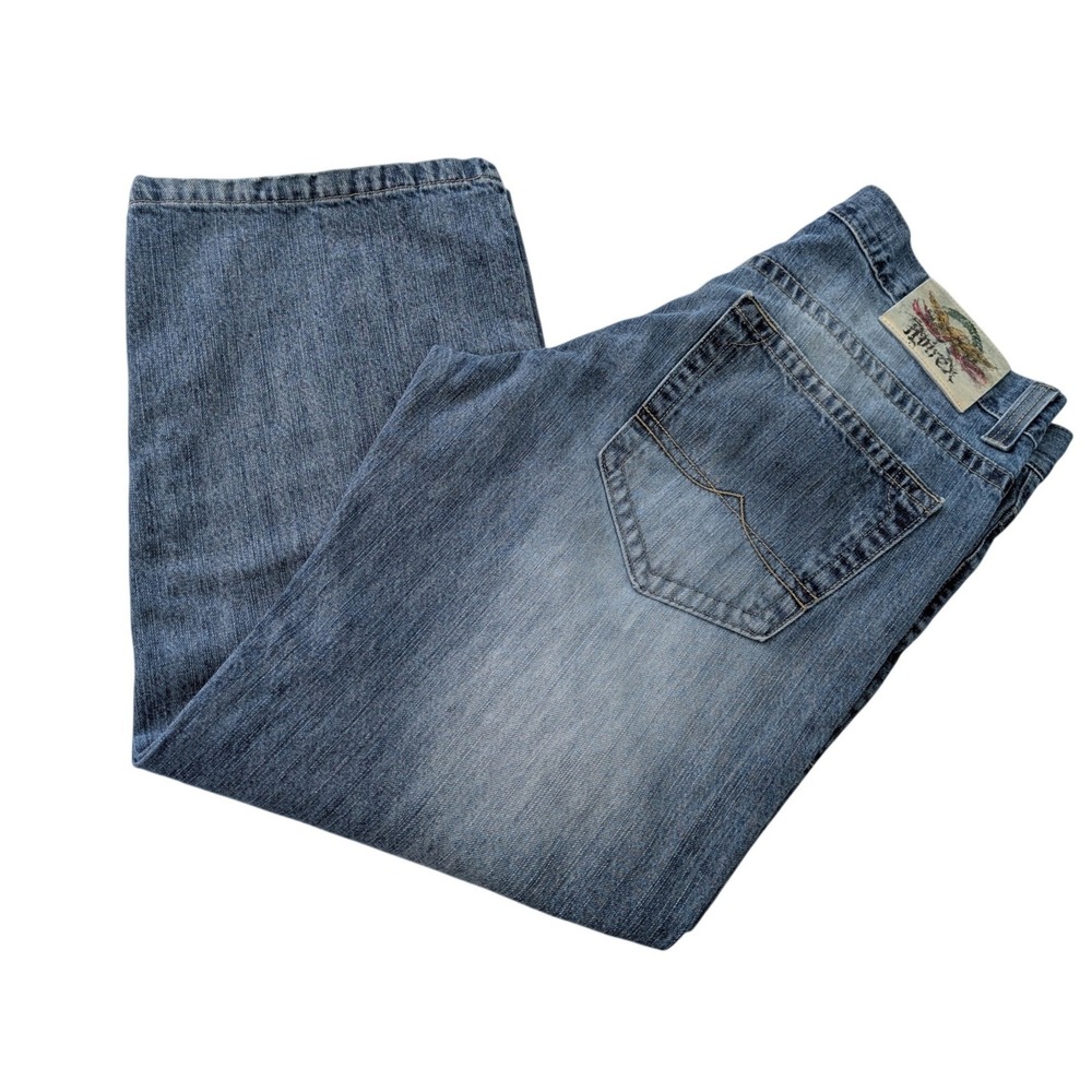Vintage Avirex Classics Baggy Mens Wide Leg Blue Denim Jeans 36x30 Medium Wash